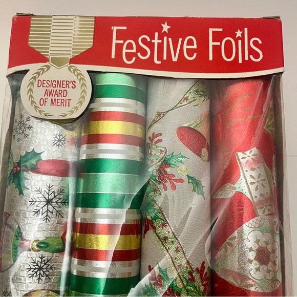 Vintage 1950’s “Rhapsody” Festive Foil Foursome Wrapping Paper and Tags Set🎅🏻 - Picture 5 of 13